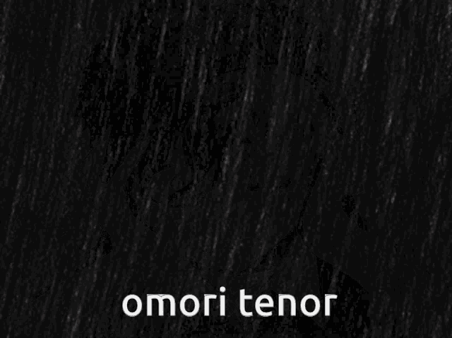 a black and white drawing of a boy with the words omori tenor written on the bottom