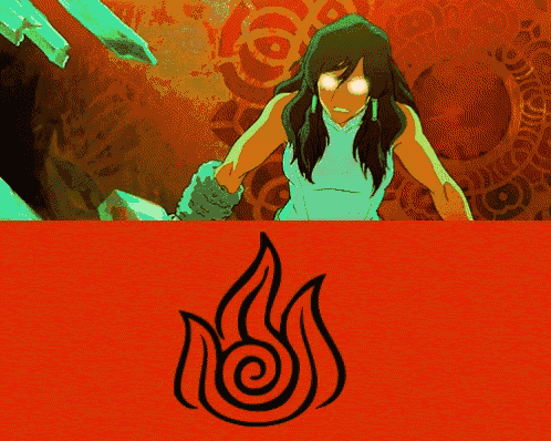 a cartoon of a woman with a fire symbol on her chest