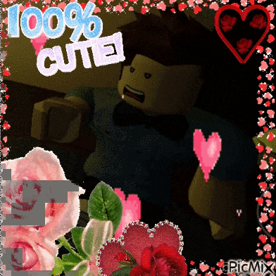 a picture of a man and flowers with the words 100 % cute