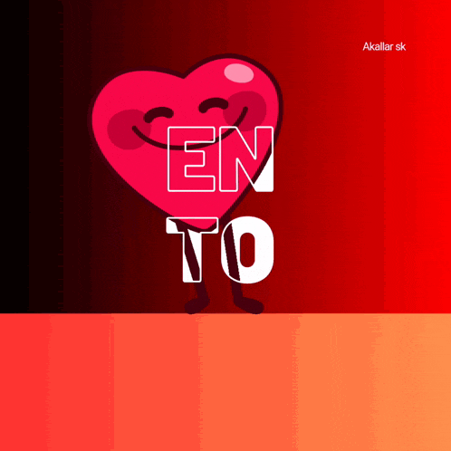 a red heart with a smile and the words en to on it