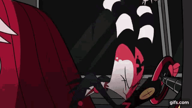 a cartoon character is holding a gun in his hand and looking out a window .