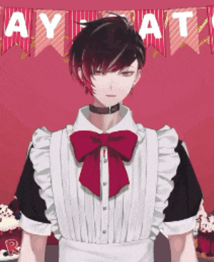 a boy wearing a maid outfit with a red bow