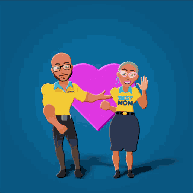a man and woman are holding hands in front of a purple heart