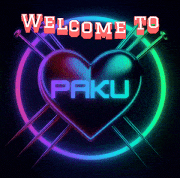 a neon sign that says welcome to paku with a heart