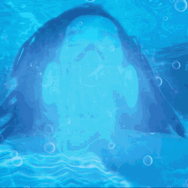 a person is swimming in the water with bubbles surrounding them