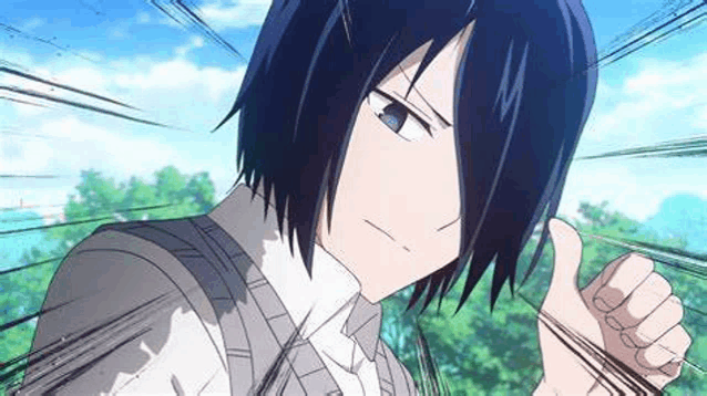 a close up of a person giving a thumbs up in a anime .