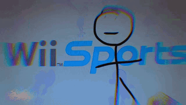 two stick figures are standing in front of the word wii sports