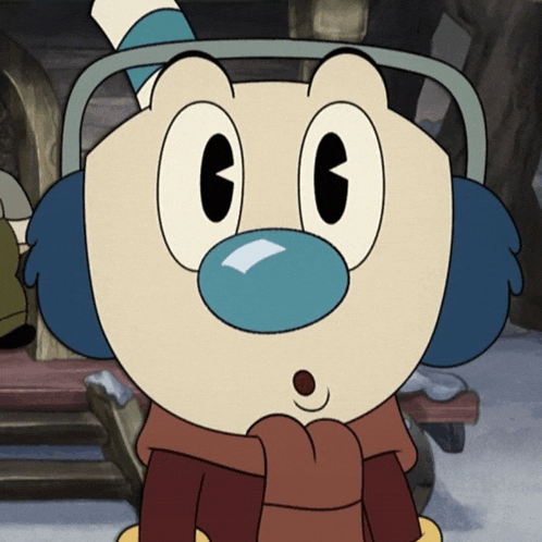 a cartoon character wearing a scarf and ear warmers
