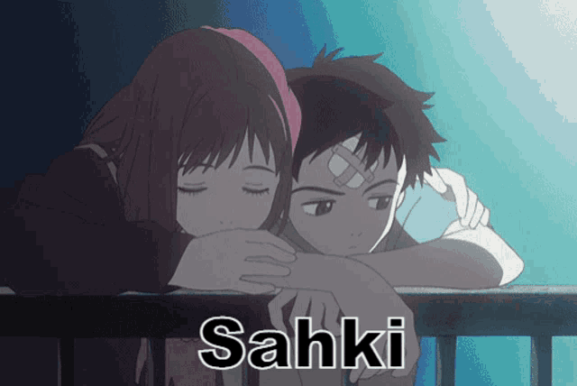 a cartoon of a boy and a girl hugging with the word sahi written on the bottom