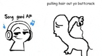 a drawing of a person wearing headphones and a drawing of a lion with the words song good af