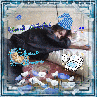 a picture of a person sleeping with the words good night sweet dreams written on it