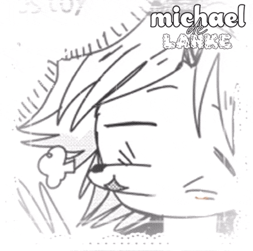 a black and white drawing of a girl with the name michael on it