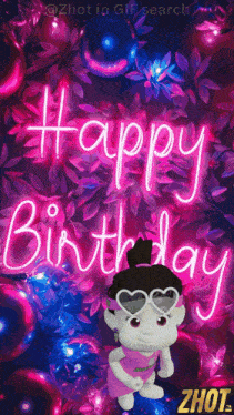 a happy birthday greeting card with a stuffed animal
