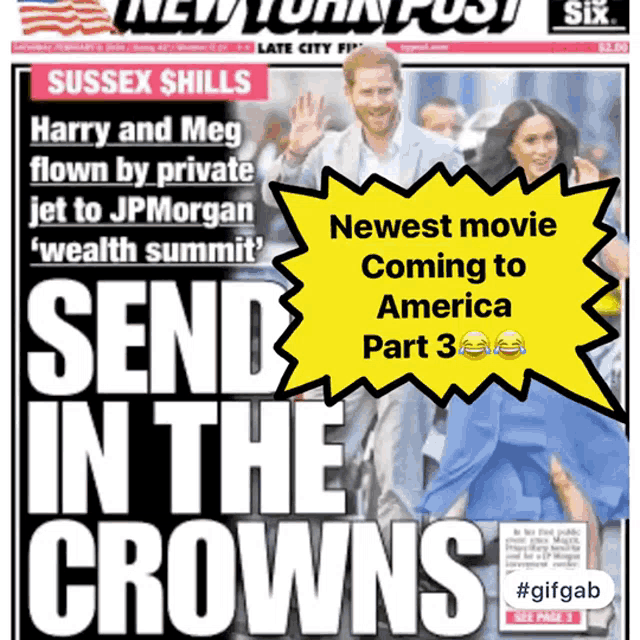 the front page of the new york post shows a picture of harry and meghan