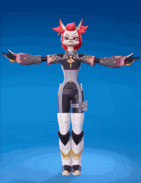 a 3d model of a cartoon character with a blue background