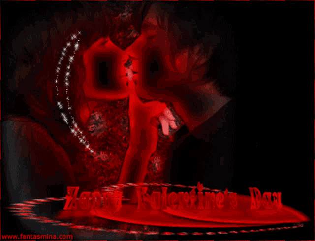 a valentine 's day greeting with a couple kissing