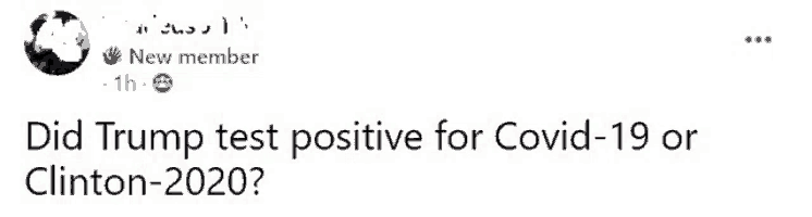 a facebook post that says did trump test positive for covid-19 or clinton-2020