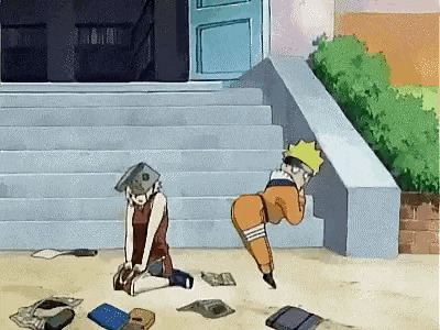 a cartoon of a boy and a girl sitting on the ground .
