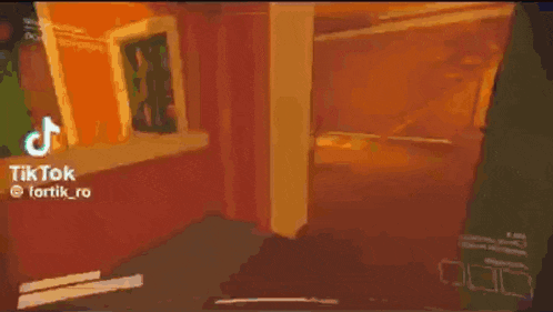 a cartoon of a black cat standing in a room with a tik tok logo .