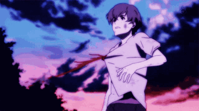 a cartoon character with a purple shirt and tie