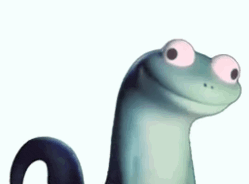 a cartoon frog with big pink eyes and the word like above it