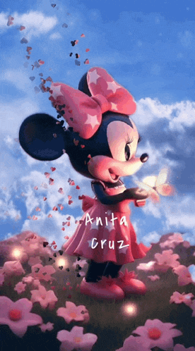 a picture of minnie mouse with the name anita cruz written on the bottom