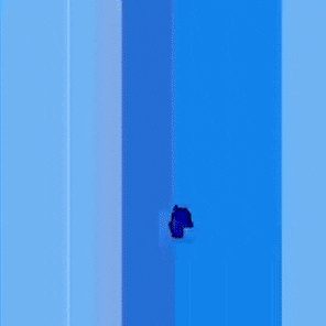 a cartoon cat is standing in a blue box .