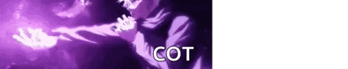 a purple background with a person holding a purple object and the words `` cot '' written in white .