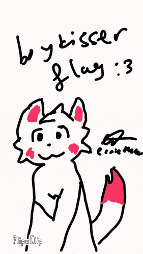 a drawing of a fox with the words boy kisser flag written below it