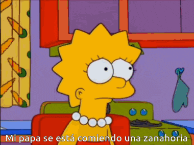 a cartoon of lisa simpson with the words mi papa se esta comiendo una zanahoria above her