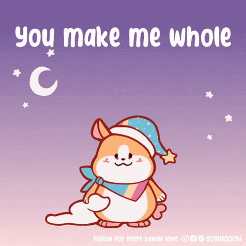 a cartoon of a dog with the words you make me whole