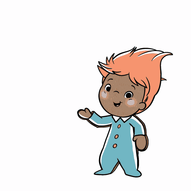 a cartoon drawing of a child with the letter g and m behind him