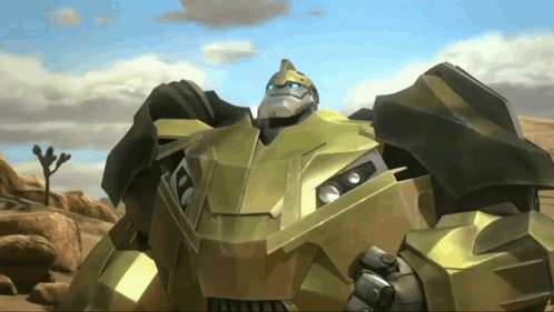 a cartoon robot is standing in the desert