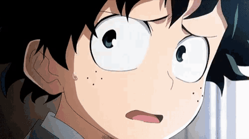 a close up of a person 's face with a surprised look on it .