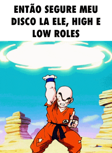 a picture of a cartoon character with the words entao segure meu disco la ele high e low roles