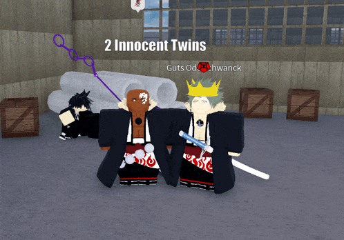 2 innocent twins standing next to each other in a video game