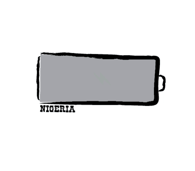 a drawing of a battery with the word nigeria written below it