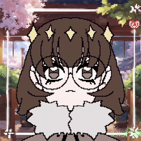 a pixel art drawing of a girl with glasses