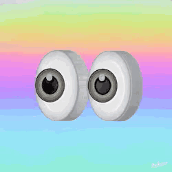 a drawing of a pair of googly eyes on a colorful background