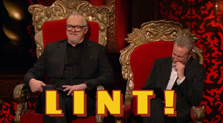 two men are sitting in thrones with the word lint written in yellow