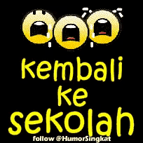a poster that says " kembali ke sekolah " with smiley faces on it