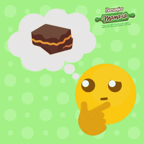 a thought bubble with a piece of brownie in it