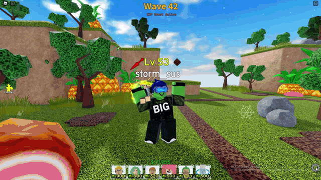 a person in a video game is wearing a shirt that says big on it