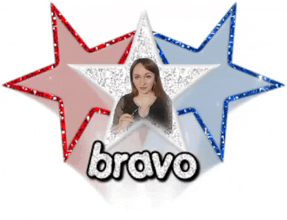 a picture of a woman in a star with the word bravo