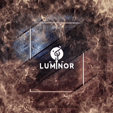 a logo for luminor is surrounded by flames and smoke
