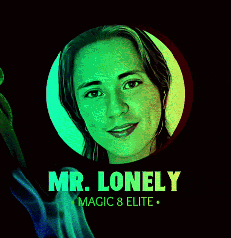 a poster for mr. lonely magic 8 elite features a woman in a circle