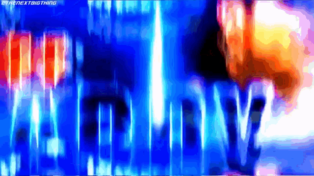 a blue and red background with the words " the next big thing " on the bottom