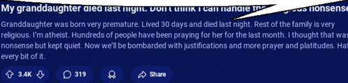 a screenshot of a facebook post about a granddaughter 's death