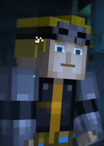 a minecraft character with a yellow hat and goggles on his head
