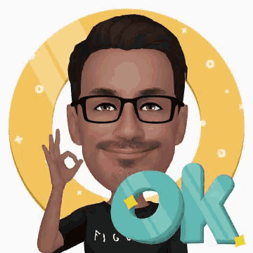 a man with glasses and a mustache is giving an ok sign